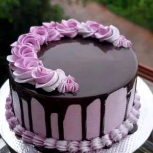 Purple Rosette Chocolate Drip Cake