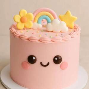 Cute Kawaii Pink Face Cake