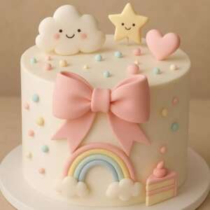 Pastel Bow and Rainbow Cake