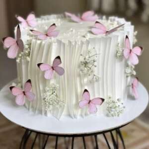 Butterfly Wafer Paper Ruffle Cake