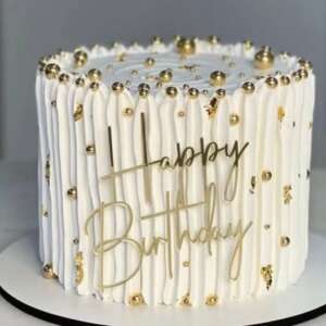 Elegant Gold Pearl Ribbed Cake