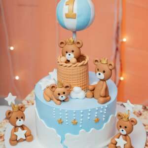 Royal Teddy Hot Air Balloon Cake