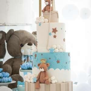 Premium 3-Tier Teddy Bear Hot Air Balloon Cake